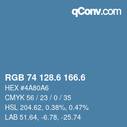 カラーコード: RGB 74 128.6 166.6 | qconv.com