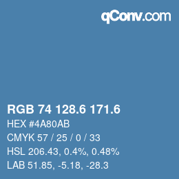 カラーコード: RGB 74 128.6 171.6 | qconv.com