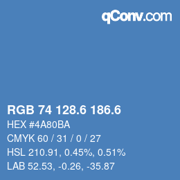 カラーコード: RGB 74 128.6 186.6 | qconv.com