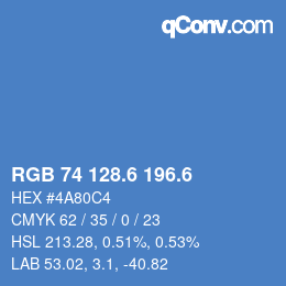 カラーコード: RGB 74 128.6 196.6 | qconv.com