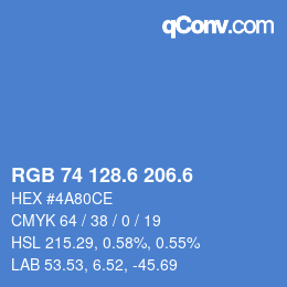 カラーコード: RGB 74 128.6 206.6 | qconv.com