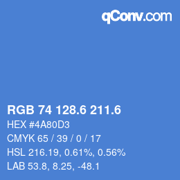 カラーコード: RGB 74 128.6 211.6 | qconv.com
