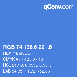 カラーコード: RGB 74 128.6 221.6 | qconv.com