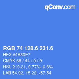 カラーコード: RGB 74 128.6 231.6 | qconv.com