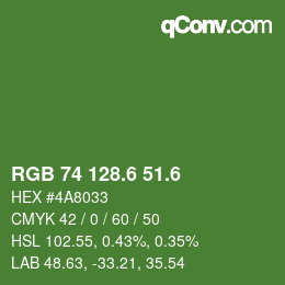 カラーコード: RGB 74 128.6 51.6 | qconv.com