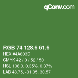 カラーコード: RGB 74 128.6 61.6 | qconv.com