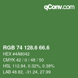 カラーコード: RGB 74 128.6 66.6 | qconv.com