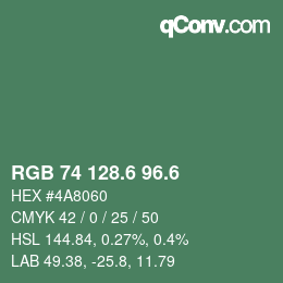 カラーコード: RGB 74 128.6 96.6 | qconv.com