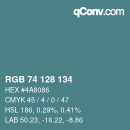 Color code: RGB 74 128 134 | qconv.com