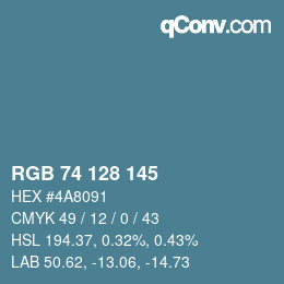 Color code: RGB 74 128 145 | qconv.com