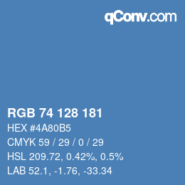 Color code: RGB 74 128 181 | qconv.com