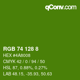 Color code: RGB 74 128 8 | qconv.com