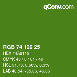 Farbcode: RGB 74 129 25 | qconv.com