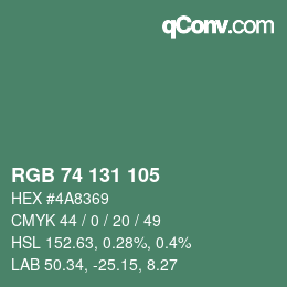 カラーコード: RGB 74 131 105 | qconv.com