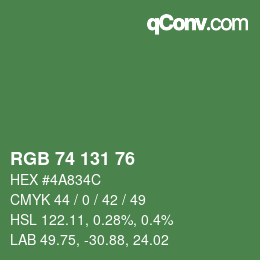 カラーコード: RGB 74 131 76 | qconv.com