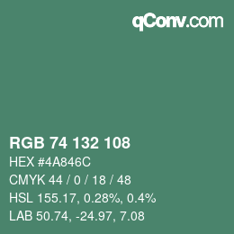 颜色代码: RGB 74 132 108 | qconv.com
