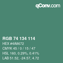 Color code: RGB 74 134 114 | qconv.com