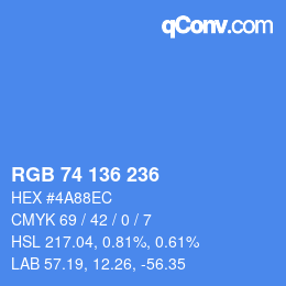 Color code: RGB 74 136 236 | qconv.com