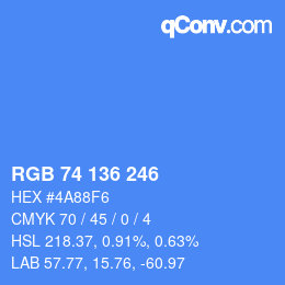 Color code: RGB 74 136 246 | qconv.com