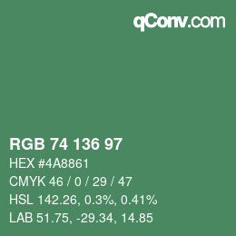 Color code: RGB 74 136 97 | qconv.com