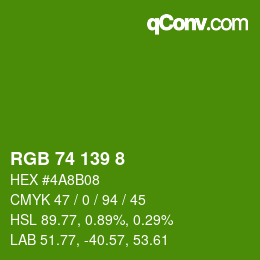 Color code: RGB 74 139 8 | qconv.com