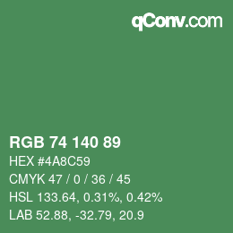 颜色代码: RGB 74 140 89 | qconv.com