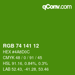 颜色代码: RGB 74 141 12 | qconv.com