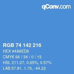 Color code: RGB 74 142 216 | qconv.com