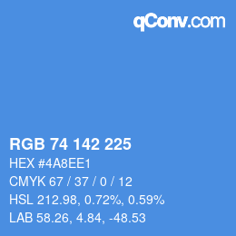 Color code: RGB 74 142 225 | qconv.com