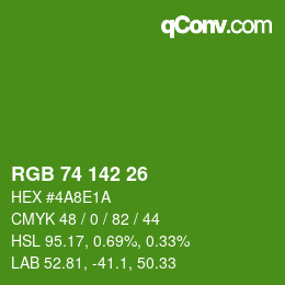 カラーコード: RGB 74 142 26 | qconv.com
