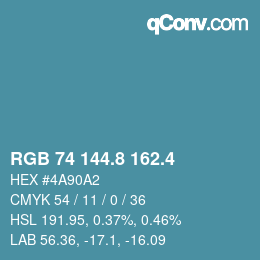 カラーコード: RGB 74 144.8 162.4 | qconv.com