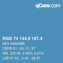 カラーコード: RGB 74 144.8 187.4 | qconv.com