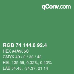 カラーコード: RGB 74 144.8 92.4 | qconv.com