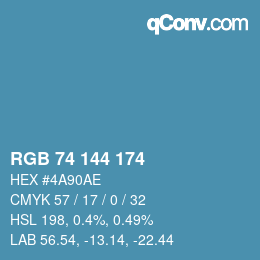 Color code: RGB 74 144 174 | qconv.com