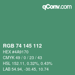 Código de color: RGB 74 145 112 | qconv.com