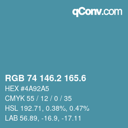 カラーコード: RGB 74 146.2 165.6 | qconv.com