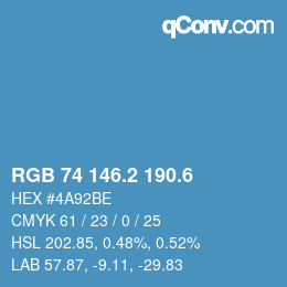 カラーコード: RGB 74 146.2 190.6 | qconv.com