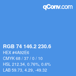カラーコード: RGB 74 146.2 230.6 | qconv.com