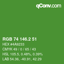 カラーコード: RGB 74 146.2 51 | qconv.com
