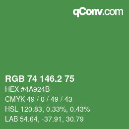 カラーコード: RGB 74 146.2 75 | qconv.com