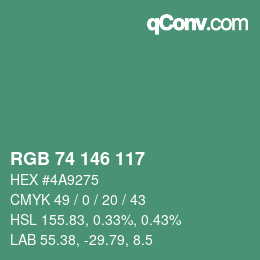 Farbcode: RGB 74 146 117 | qconv.com