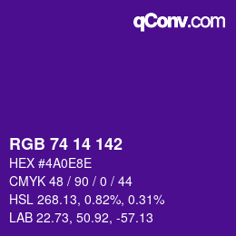 Color code: RGB 74 14 142 | qconv.com