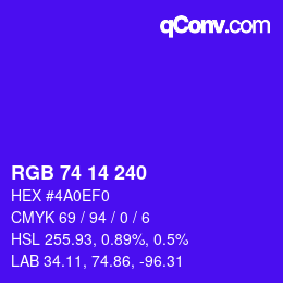 Color code: RGB 74 14 240 | qconv.com