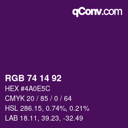 颜色代码: RGB 74 14 92 | qconv.com