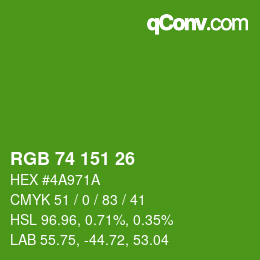 Color code: RGB 74 151 26 | qconv.com