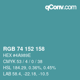 Color code: RGB 74 152 158 | qconv.com