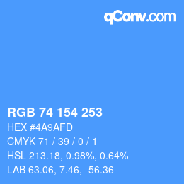 Farbcode: RGB 74 154 253 | qconv.com