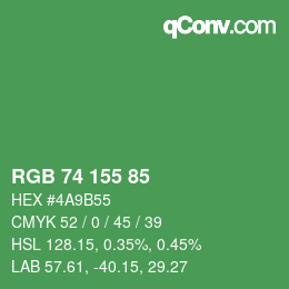 Color code: RGB 74 155 85 | qconv.com