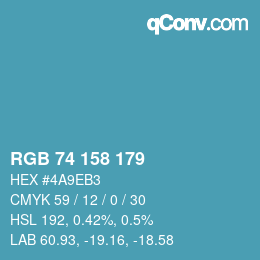 Color code: RGB 74 158 179 | qconv.com