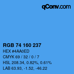 Color code: RGB 74 160 237 | qconv.com